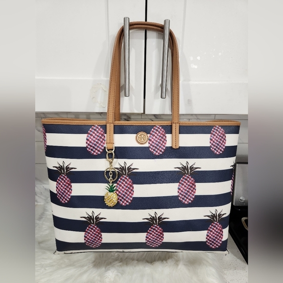 🔹️ Tory Burch 🔹️kerrington pinepple large tote bag with COA✨️💙 - Picture 3 of 14